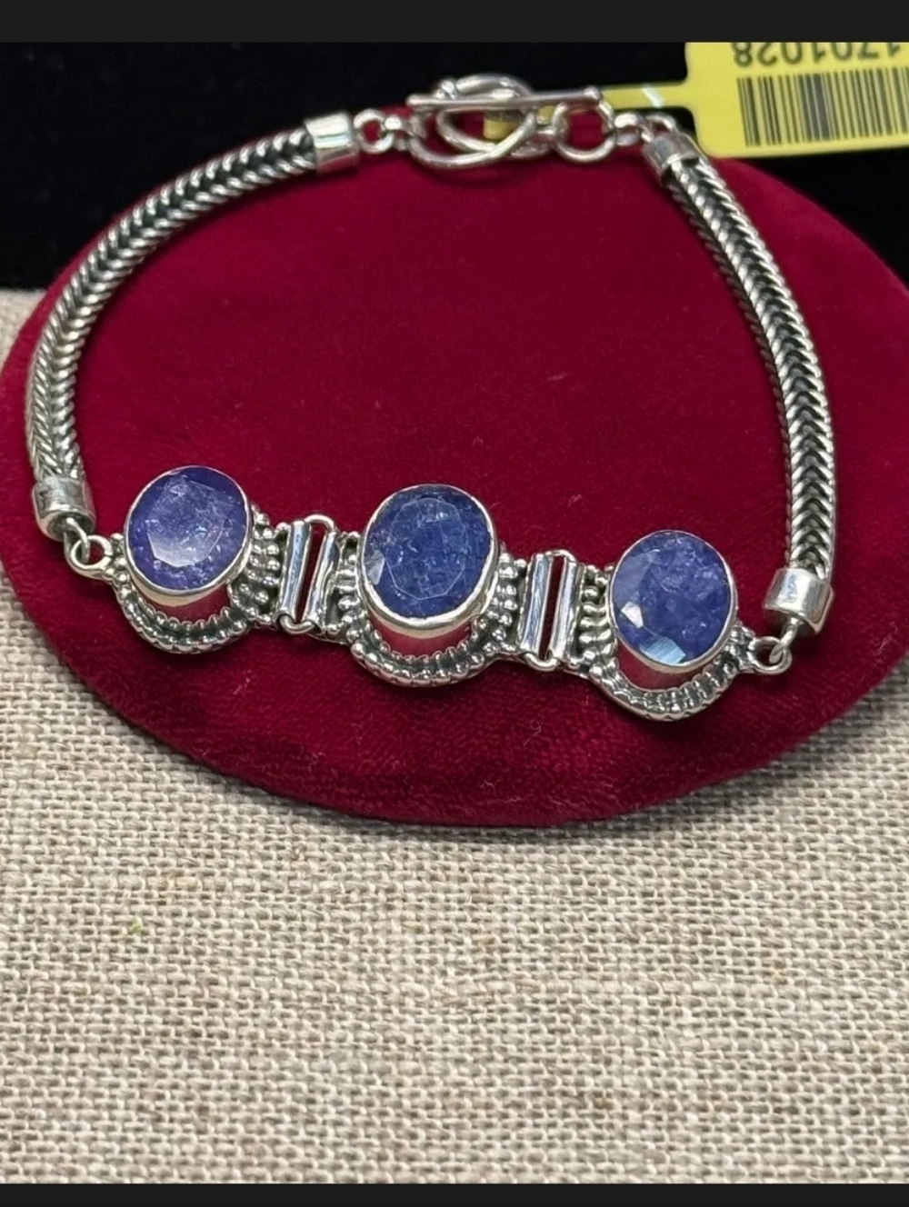 Sterling Silver Artisan Crafted Tanzanite Bracelet 7.5"-8" - Picture 2 of 7